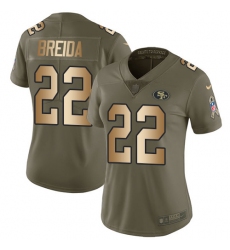 Women's Nike San Francisco 49ers #22 Matt Breida Limited Olive/Gold 2017 Salute to Service NFL Jersey
