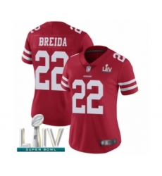 Women's San Francisco 49ers #22 Matt Breida Red Team Color Vapor Untouchable Limited Player Super Bowl LIV Bound Football Jersey