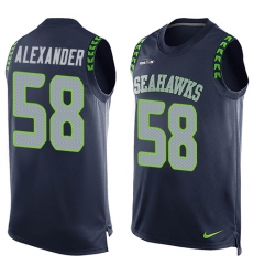 Men's Nike Seattle Seahawks #58 D.J. Alexander Limited Steel Blue Player Name & Number Tank Top NFL Jersey