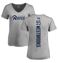 NFL Women's Nike Los Angeles Rams #95 Ethan Westbrooks Ash Backer V-Neck T-Shirt