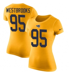 Women's Nike Los Angeles Rams #95 Ethan Westbrooks Gold Rush Pride Name & Number T-Shirt
