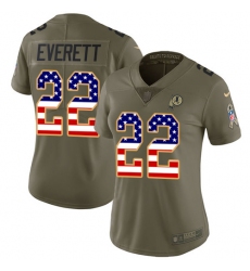 Women's Nike Washington Redskins #22 Deshazor Everett Limited Olive/USA Flag 2017 Salute to Service NFL Jersey
