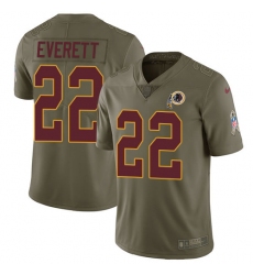 Youth Nike Washington Redskins #22 Deshazor Everett Limited Olive 2017 Salute to Service NFL Jersey