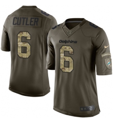Men's Nike Miami Dolphins #6 Jay Cutler Elite Green Salute to Service NFL Jersey