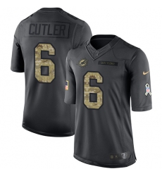Men's Nike Miami Dolphins #6 Jay Cutler Limited Black 2016 Salute to Service NFL Jersey