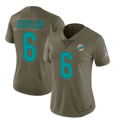 Women's Nike Miami Dolphins #6 Jay Cutler Limited Olive 2017 Salute to Service NFL Jersey