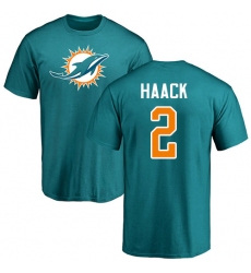 NFL Nike Miami Dolphins #2 Matt Haack Aqua Green Name & Number Logo T-Shirt