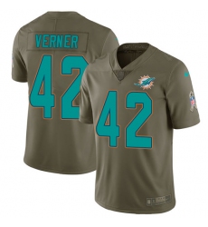 Youth Nike Miami Dolphins #42 Alterraun Verner Limited Olive 2017 Salute to Service NFL Jersey