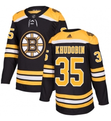 Youth Adidas Boston Bruins #35 Anton Khudobin Premier Black Home NHL Jersey