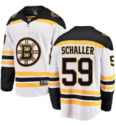Men's Boston Bruins #59 Tim Schaller Authentic White Away Fanatics Branded Breakaway NHL Jersey
