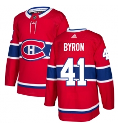 Men's Adidas Montreal Canadiens #41 Paul Byron Premier Red Home NHL Jersey
