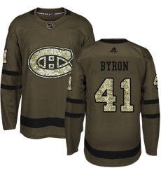 Youth Adidas Montreal Canadiens #41 Paul Byron Authentic Green Salute to Service NHL Jersey