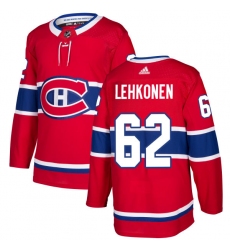 Men's Adidas Montreal Canadiens #62 Artturi Lehkonen Premier Red Home NHL Jersey