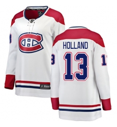 Women's Montreal Canadiens #13 Peter Holland Authentic White Away Fanatics Branded Breakaway NHL Jersey