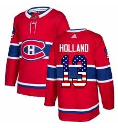 Youth Adidas Montreal Canadiens #13 Peter Holland Authentic Red USA Flag Fashion NHL Jersey