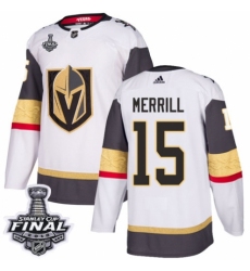 Women's Adidas Vegas Golden Knights #15 Jon Merrill Authentic White Away 2018 Stanley Cup Final NHL Jersey
