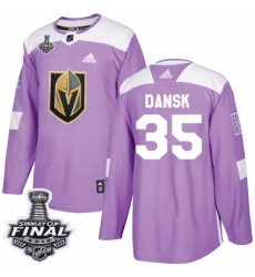 Youth Adidas Vegas Golden Knights #35 Oscar Dansk Authentic Purple Fights Cancer Practice 2018 Stanley Cup Final NHL Jersey
