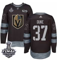 Men's Adidas Vegas Golden Knights #37 Reid Duke Authentic Black 1917-2017 100th Anniversary 2018 Stanley Cup Final NHL Jersey