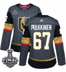 Women's Adidas Vegas Golden Knights #67 Teemu Pulkkinen Authentic Gray Home 2018 Stanley Cup Final NHL Jersey