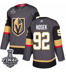 Men's Adidas Vegas Golden Knights #92 Tomas Nosek Premier Gray Home 2018 Stanley Cup Final NHL Jersey