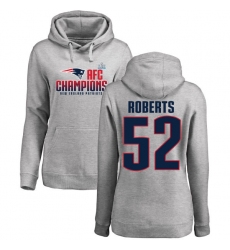 Women's Nike New England Patriots #52 Elandon Roberts Heather Gray 2017 AFC Champions Pullover Hoodie