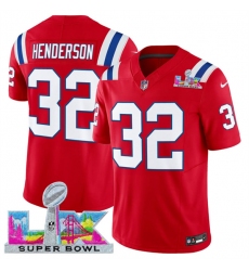 Men's New England Patriots #32 TreVeyon Henderson Red 2025 F.U.S.E. Super Bowl LX Vapor Limited Football Stitched Jersey