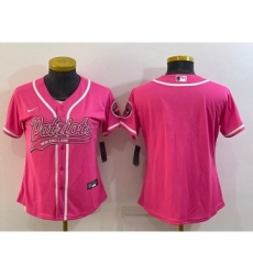 Women's New England Patriots Blank Pink With Patch Cool Base Stitched Baseball Jersey