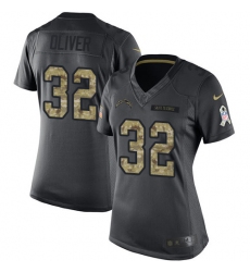 Women's Nike Los Angeles Chargers #32 Branden Oliver Limited Black 2016 Salute to Service NFL Jersey