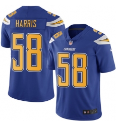 Men's Nike Los Angeles Chargers #58 Nigel Harris Limited Electric Blue Rush Vapor Untouchable NFL Jersey