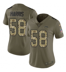 Women's Nike Los Angeles Chargers #58 Nigel Harris Limited Olive/Camo 2017 Salute to Service NFL Jersey
