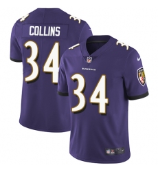 Men's Nike Baltimore Ravens #34 Alex Collins Purple Team Color Vapor Untouchable Limited Player NFL Jersey