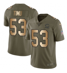 Youth Nike Chicago Bears #53 John Timu Limited Olive/Gold Salute to Service NFL Jersey