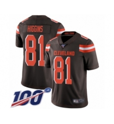 Men's Cleveland Browns #81 Rashard Higgins Brown Team Color Vapor Untouchable Limited Player 100th Season Football Jersey