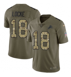 Youth Nike Detroit Lions #18 Jeff Locke Limited Olive/Camo Salute to Service NFL Jersey
