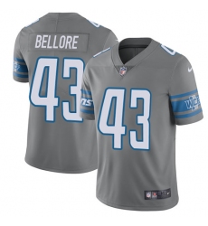 Men's Nike Detroit Lions #43 Nick Bellore Elite Steel Rush Vapor Untouchable NFL Jersey