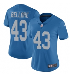 Women's Nike Detroit Lions #43 Nick Bellore Blue Alternate Vapor Untouchable Limited Player NFL Jersey
