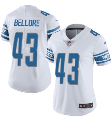 Women's Nike Detroit Lions #43 Nick Bellore White Vapor Untouchable Limited Player NFL Jersey