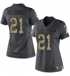 Women's Nike Houston Texans #21 Marcus Gilchrist Limited Black 2016 Salute to Service NFL Jersey