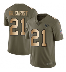 Youth Nike Houston Texans #21 Marcus Gilchrist Limited Olive/Gold 2017 Salute to Service NFL Jersey