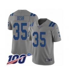 Men's Indianapolis Colts #35 Pierre Desir Limited Gray Inverted Legend 100th Season Football Jersey