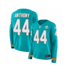 Women's Nike Miami Dolphins #44 Stephone Anthony Limited Aqua Therma Long Sleeve NFL Jersey