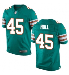 Men's Nike Miami Dolphins #45 Mike Hull Elite Aqua Green Alternate NFL Jersey