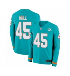 Youth Nike Miami Dolphins #45 Mike Hull Limited Aqua Therma Long Sleeve NFL Jersey