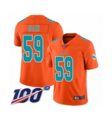 Men's Miami Dolphins #59 Chase Allen Limited Orange Inverted Legend 100th Season Football Jersey