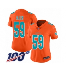 Women's Miami Dolphins #59 Chase Allen Limited Orange Inverted Legend 100th Season Football Jersey