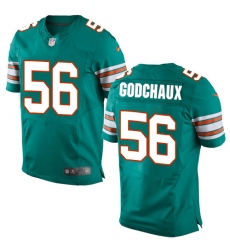 Men's Nike Miami Dolphins #56 Davon Godchaux Elite Aqua Green Alternate NFL Jersey