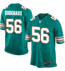 Men's Nike Miami Dolphins #56 Davon Godchaux Game Aqua Green Alternate NFL Jersey