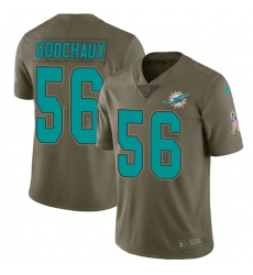 Men's Nike Miami Dolphins #56 Davon Godchaux Limited Olive 2017 Salute to Service NFL Jersey