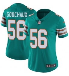Women's Nike Miami Dolphins #56 Davon Godchaux Aqua Green Alternate Vapor Untouchable Limited Player NFL Jersey