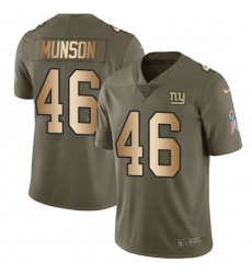 Youth Nike New York Giants #46 Calvin Munson Limited Olive/Gold 2017 Salute to Service NFL Jersey